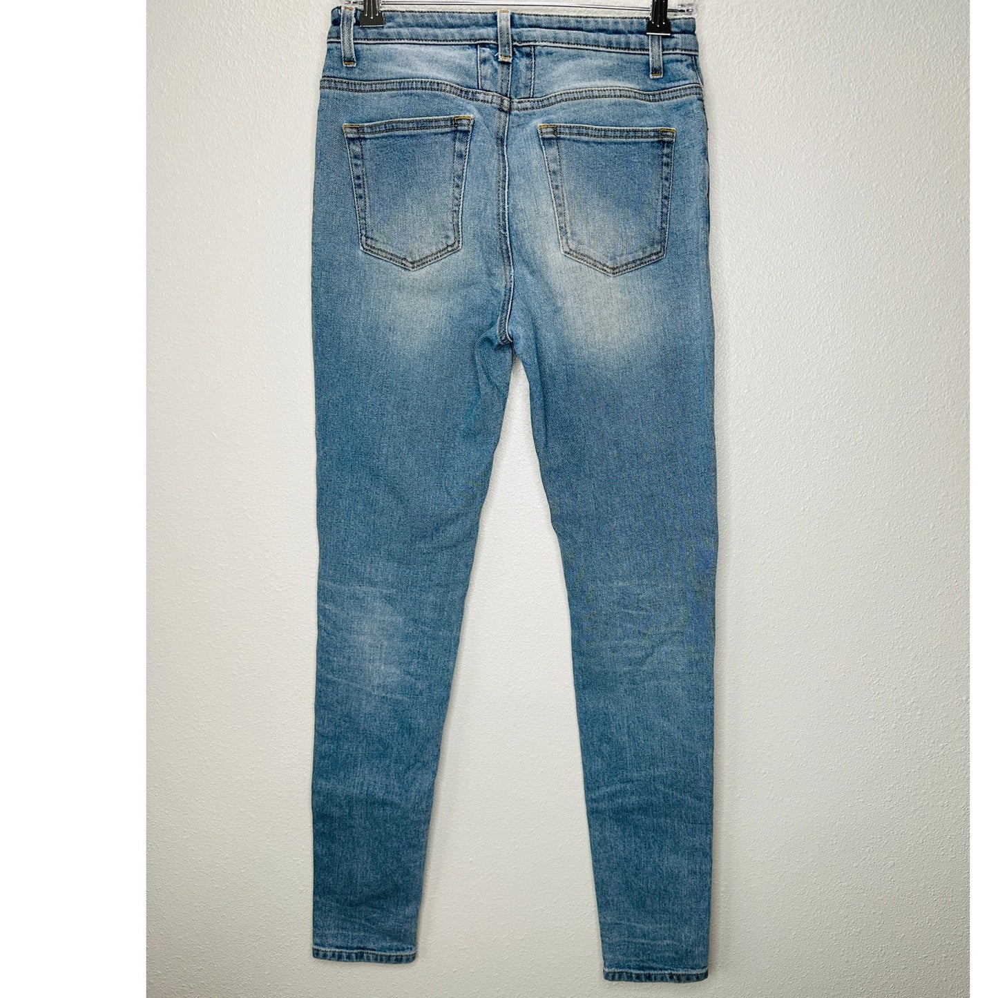 Saint Laurent Medium Light Blue Distressed Knee Slim Skinny Jeans 29