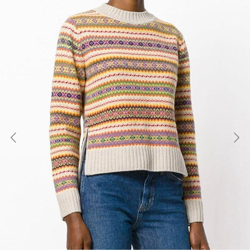 Stella McCartney Multicolor Zigzag Wool Women’s US 10 (EU 44) High Low Sweater