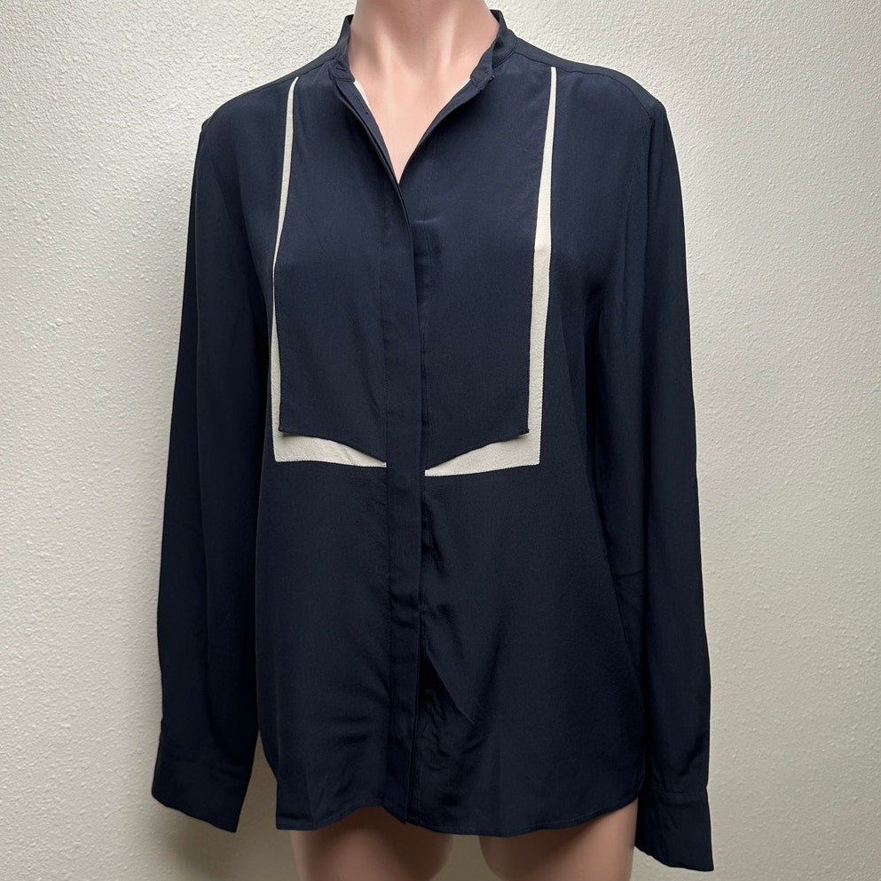 Stella McCartney Blouse Black/Taupe Womens US L 100% Silk