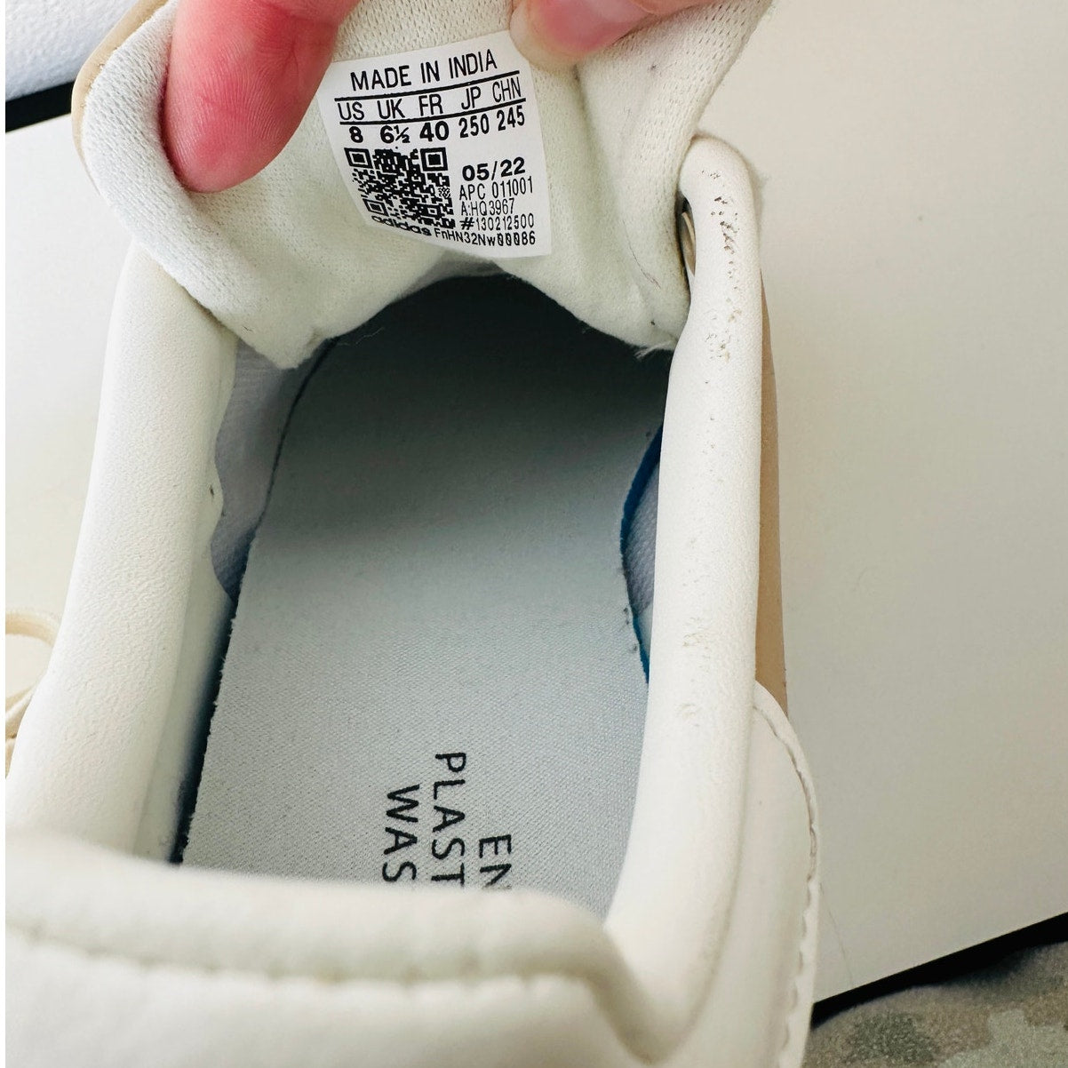 Adidas Gold Stan Smith Colab Tan & White Leather Lace up Sneaker Shoes 8