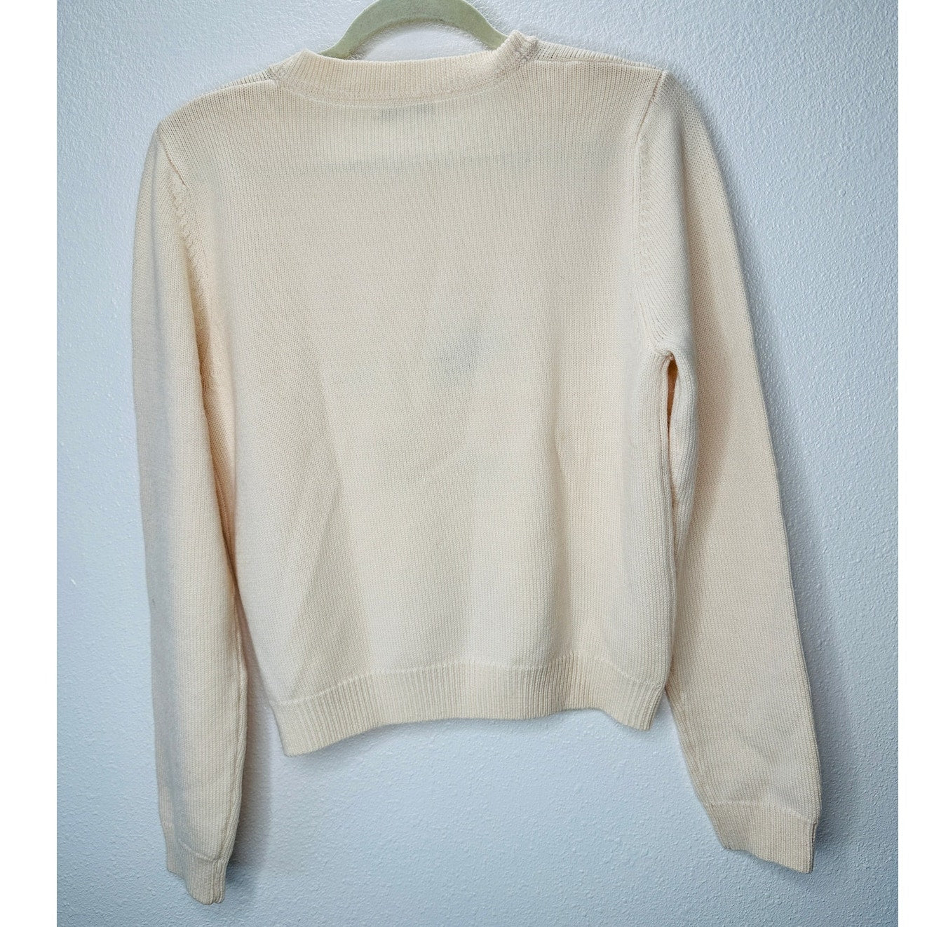 Opening Ceremony Butter Cream Crew Neck Cat Motif Sweater L