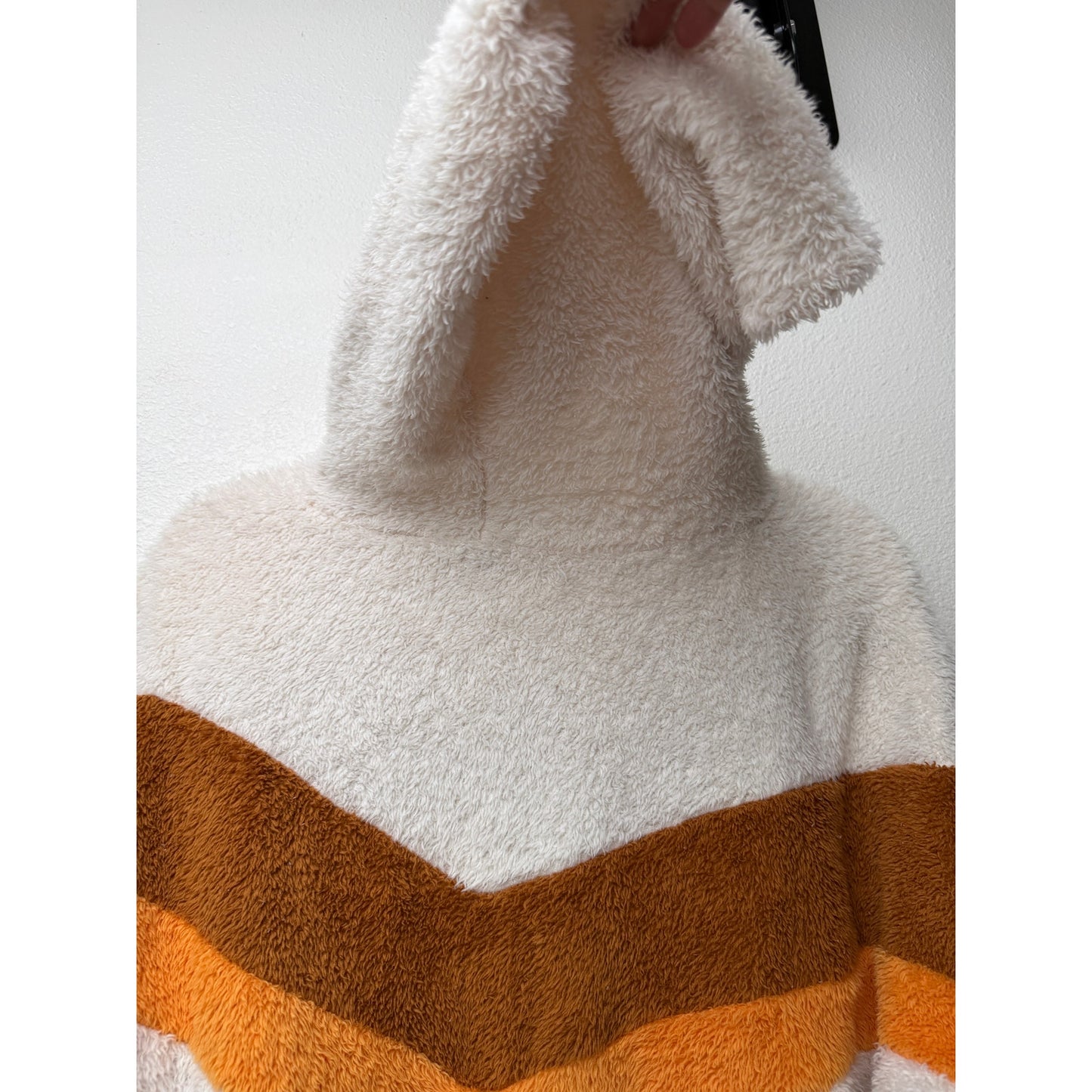 SHEIN Colorblock Sherpa Teddy Zip Hoodie Jacket Cream Brown Size M