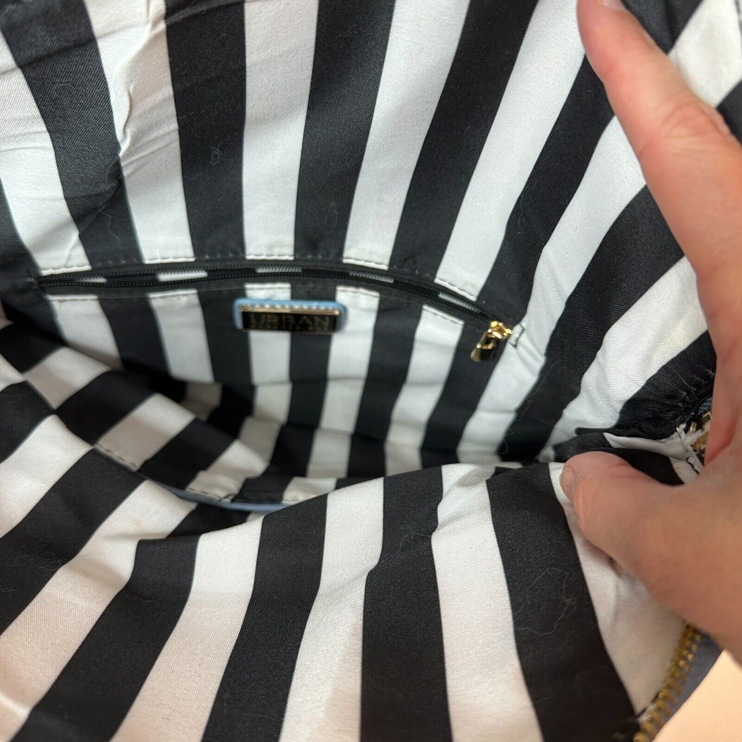 Urban Expressions Stella Dusty Blue Pebble Vegan Striped Interior Leather Clutch