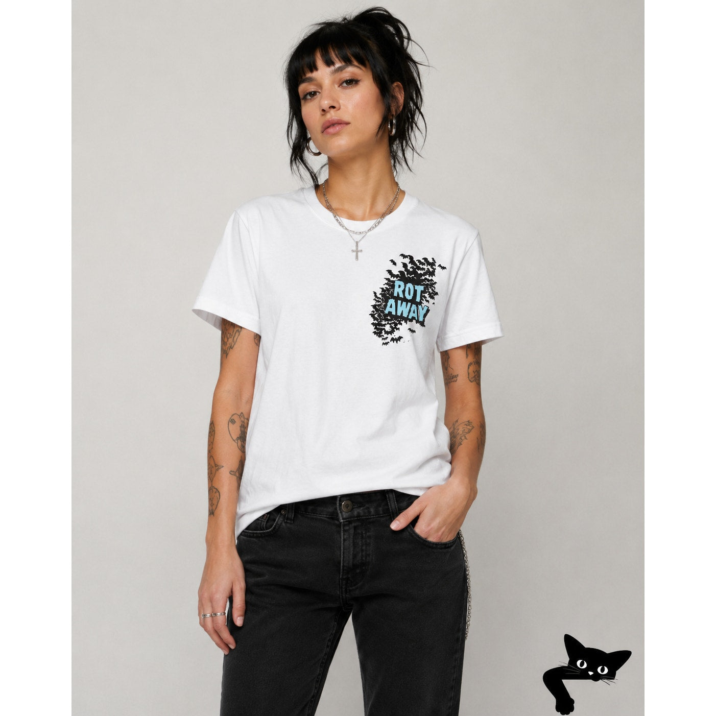 Jesse Jo Stark Chrome Hearts White Rot Away Wish I Was Dead Graphic Tee S