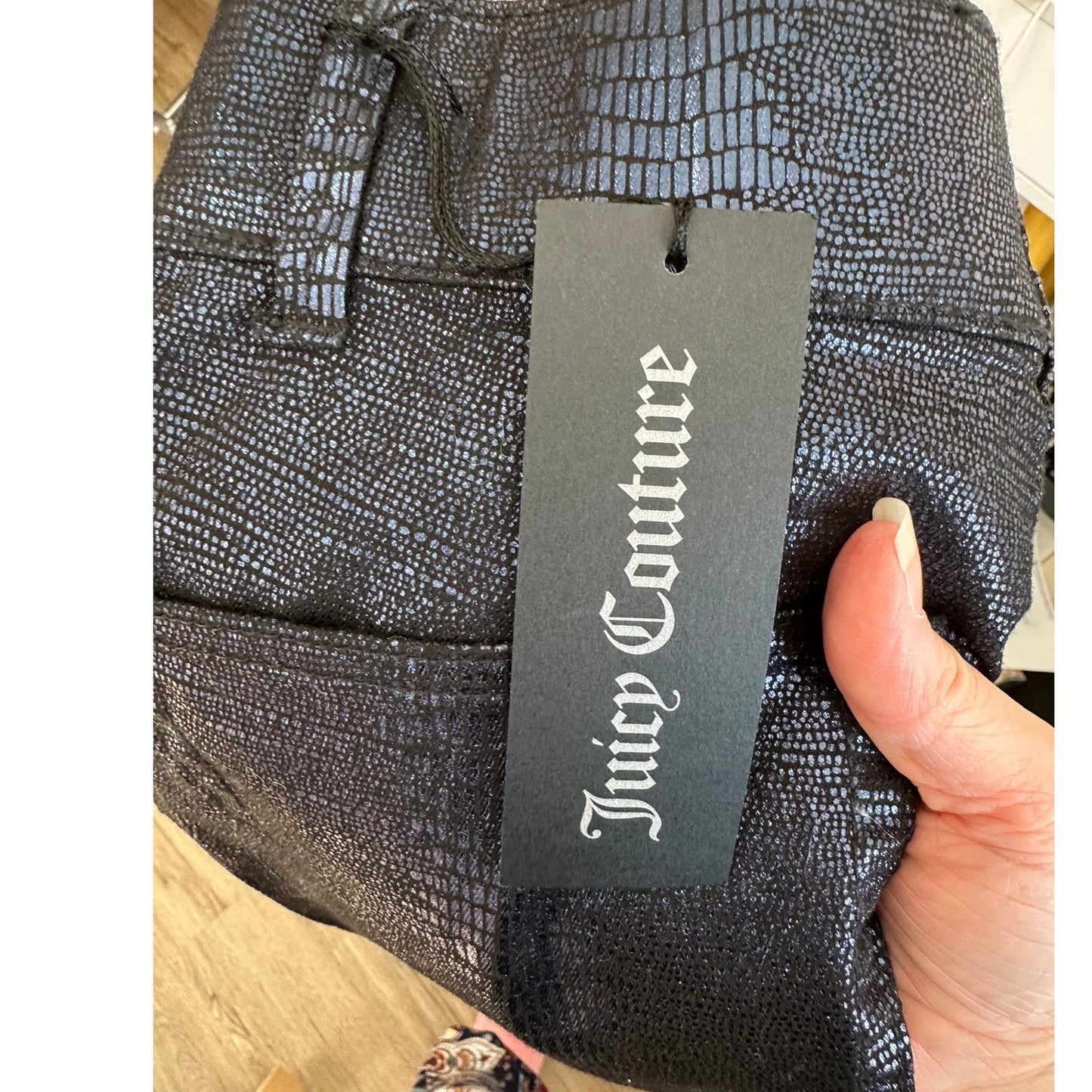 NWT Juicy Couture Navy Black Metallic Snake Print Pull On Jegging 26