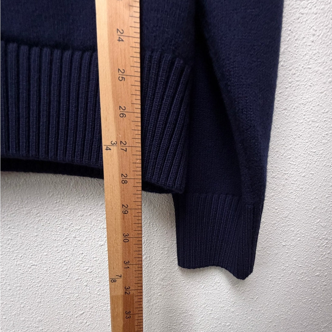 AMI Paris Ami de Coeur Heart Logo Navy Wool Knit Hoodie Men's US L