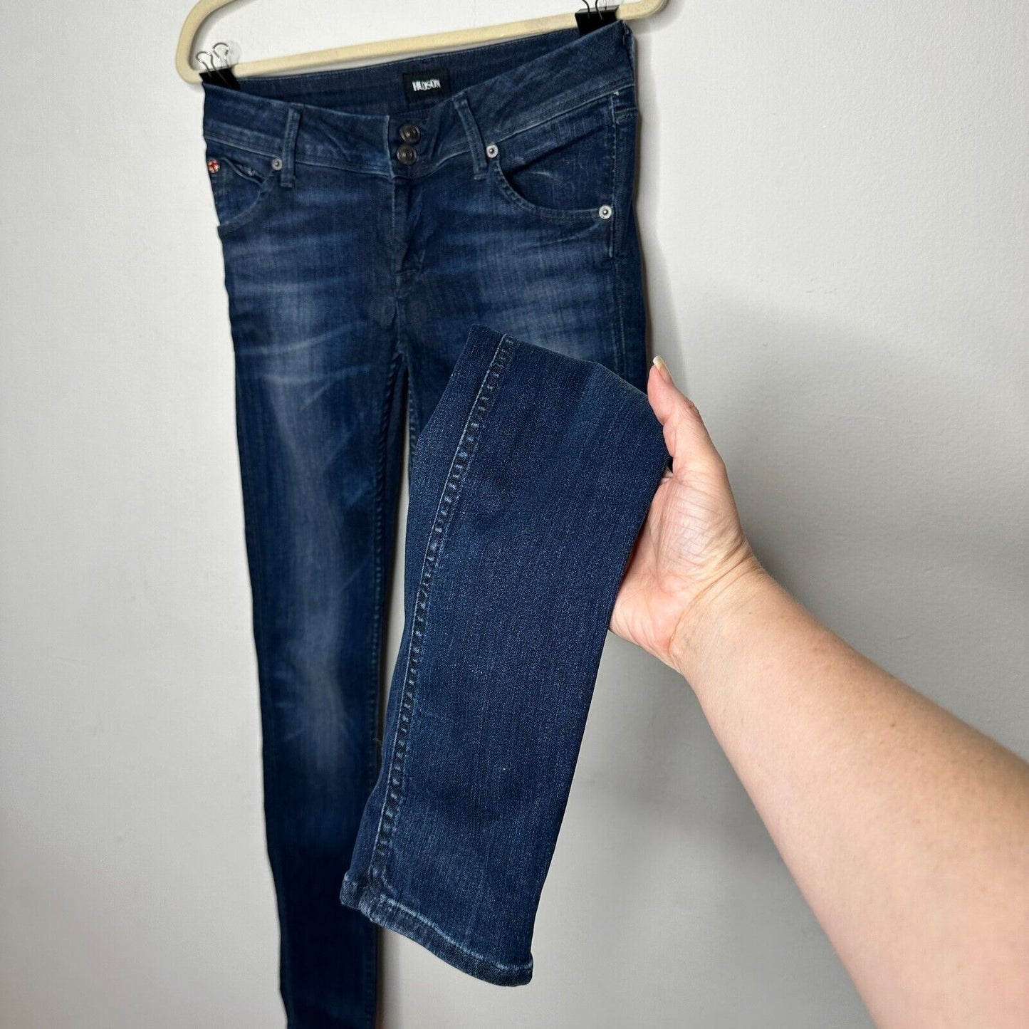 Hudson Collin Dark Blue Wash Low Rise Electric Clover Skinny Denim Jeans Size 26
