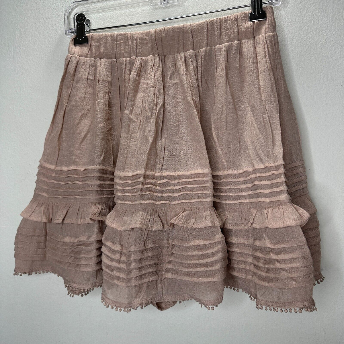 NWT Mustard Seed Poppy & Stella Dusty Rose Lined Pleated Teri Ruffle Mini Med
