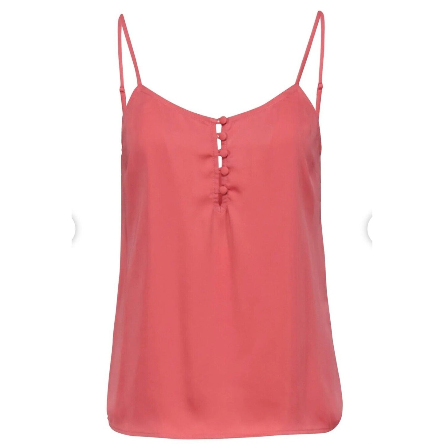 L'Academie Peach 5-Button Loop Close Knit Tank Adjustable Straps Cami Top L