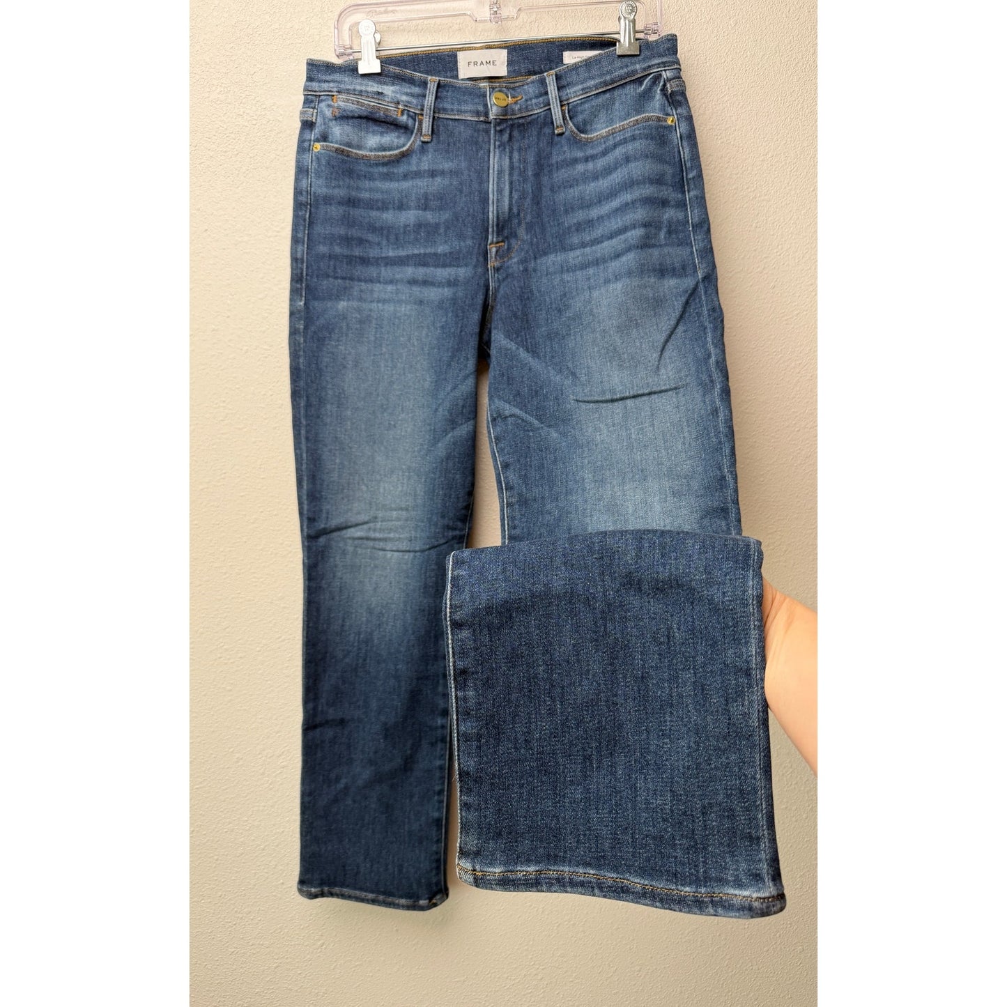 NWT FRAME Blue Le High Straight Jeans Bestia High Rise Denim