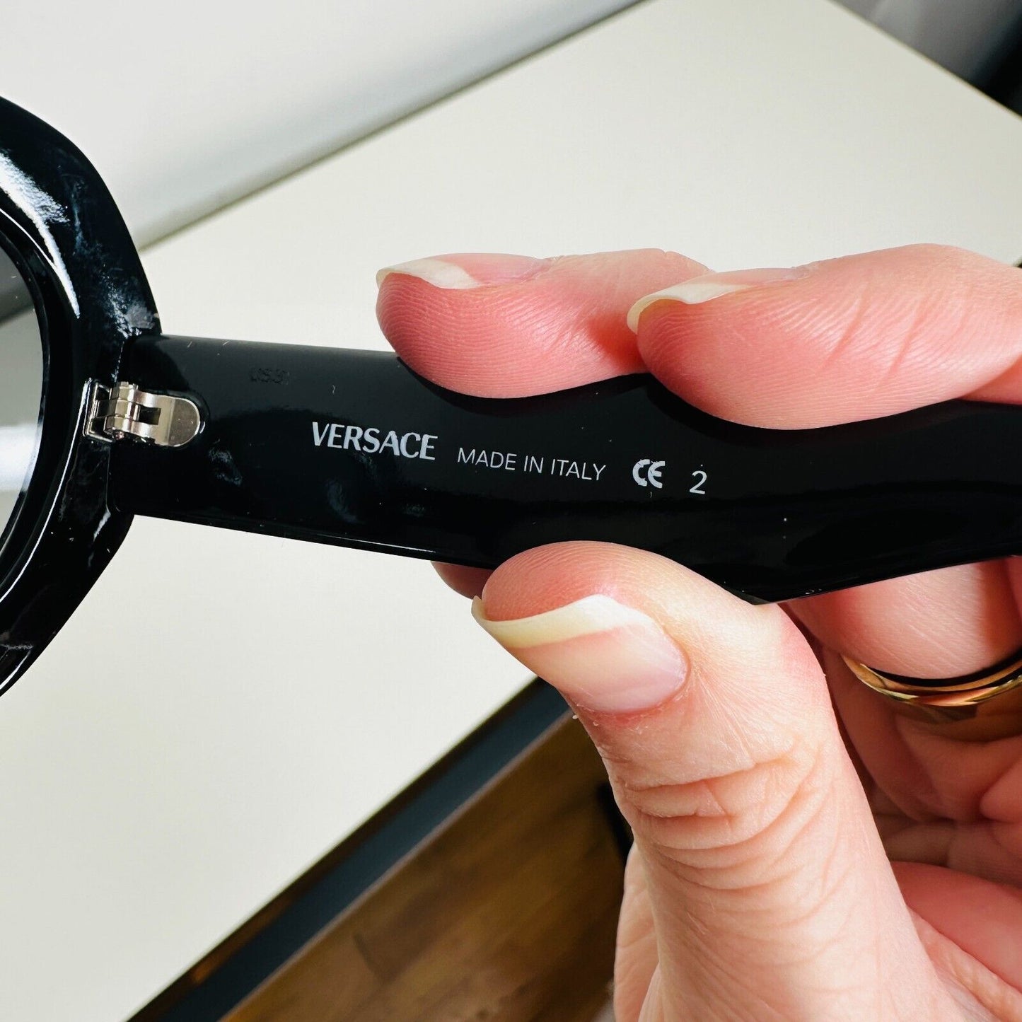 Vintage 80's Versace Black Modified Cat Eye Gray Lense Sunglasses MOD737COL852