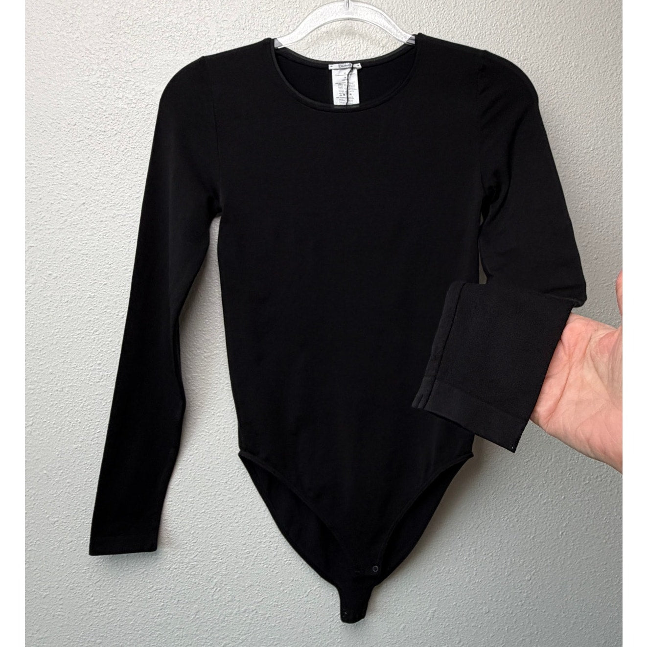 Wolford Black Long Sleeve Stretch Bodysuit Snap Closure Size M