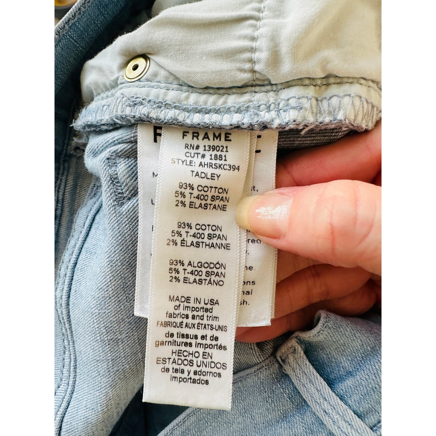 Frame Light Wash Ali High-Rise Cigarette Denim Jeans 28