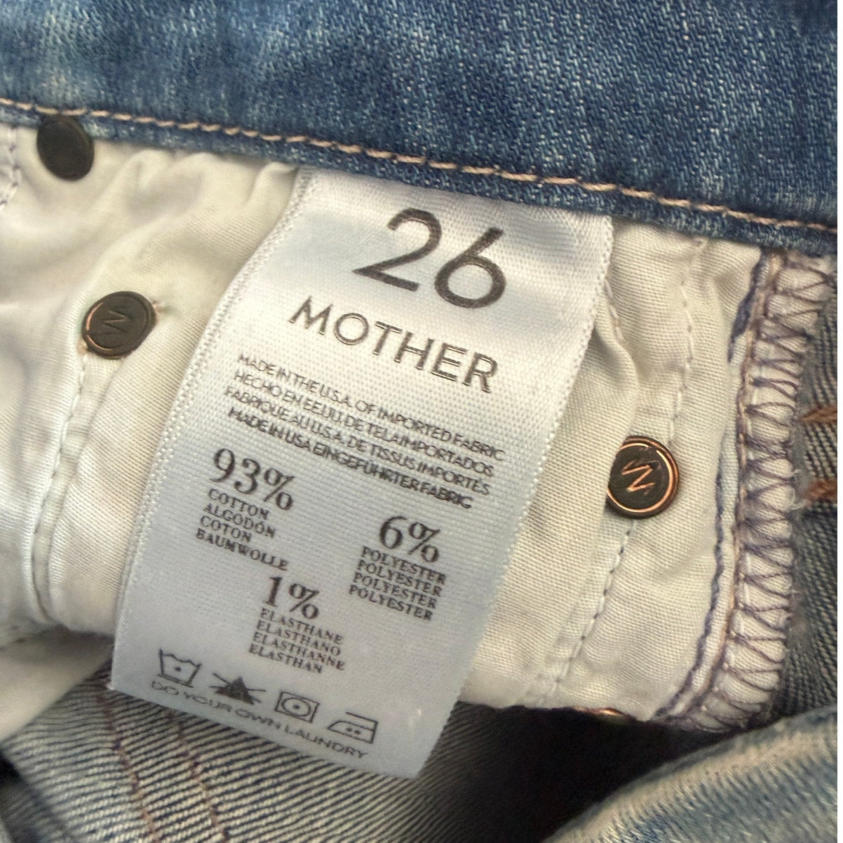 Mother The Looker Ankle Fray Blue Jeans Womens 26