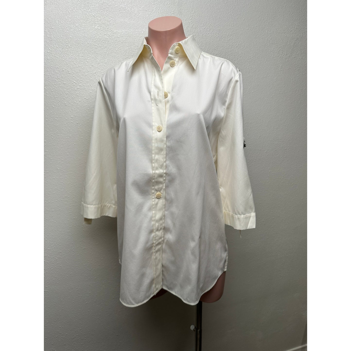 NWT Givenchy Shirt Cream Mens US L Roll Tab Sleeves