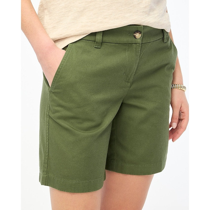 J. Crew Olive Green 7" Cotton Chino Shorts Slant Pockets 4