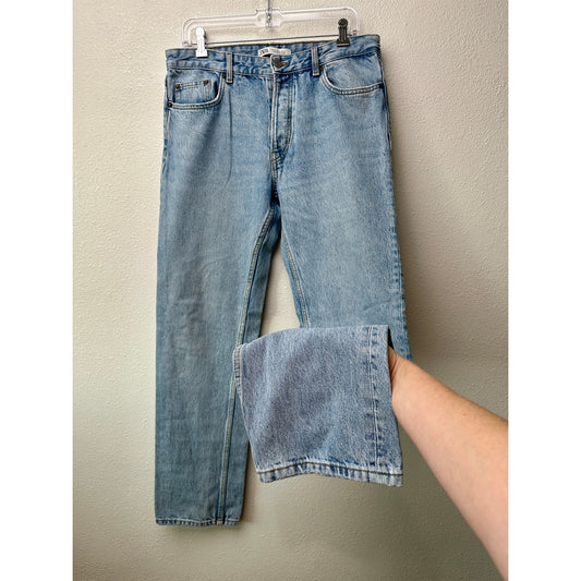 Zara Light Medium Wash Jeans US 32 Button Fly Straight Leg
