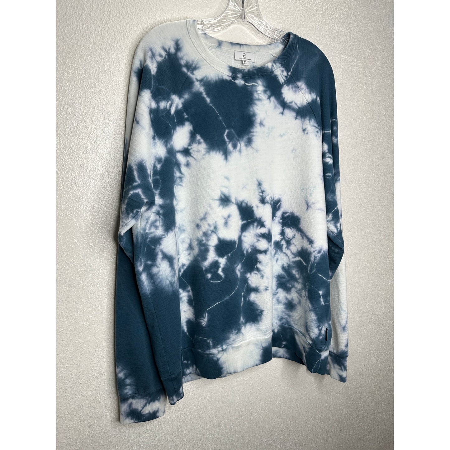 Adriano Goldschmied Dark Teal & Ivory Long Sleeve Tie Dye Sweatshirt XL