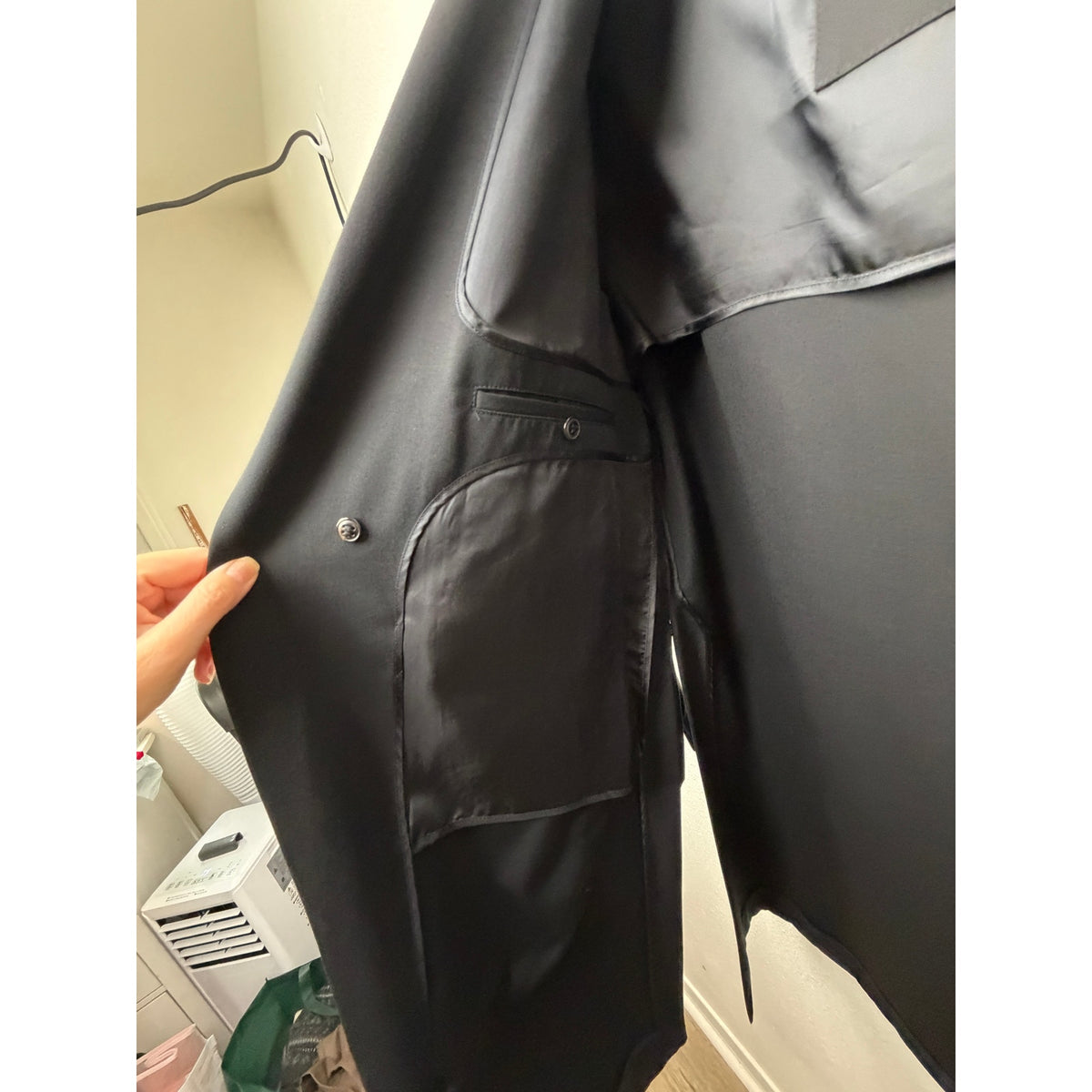 NWT Yves Saint Laurent Black Virgin Wool Hooded Long Coat Unisex Size 40