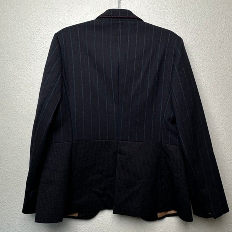 Piazza Sempione Colorblock Pinstripe Blazer Black/Red Women US 12