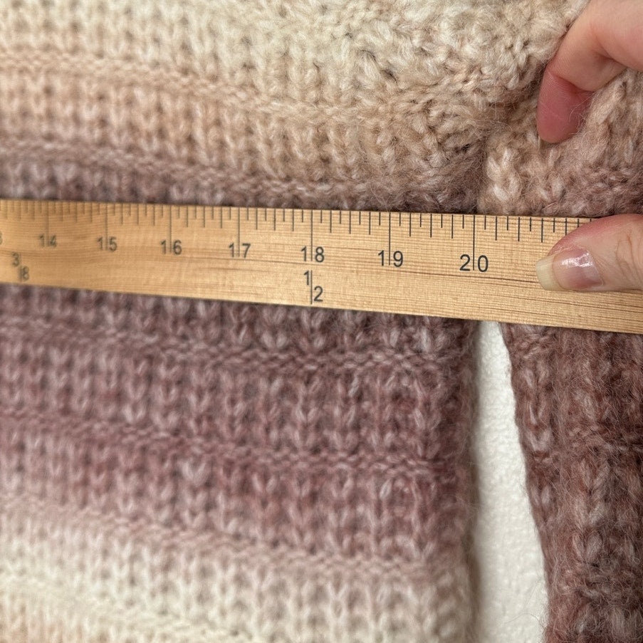 a. peach Cream Peach & Muted Red Striped Turtleneck Crop Sweater S