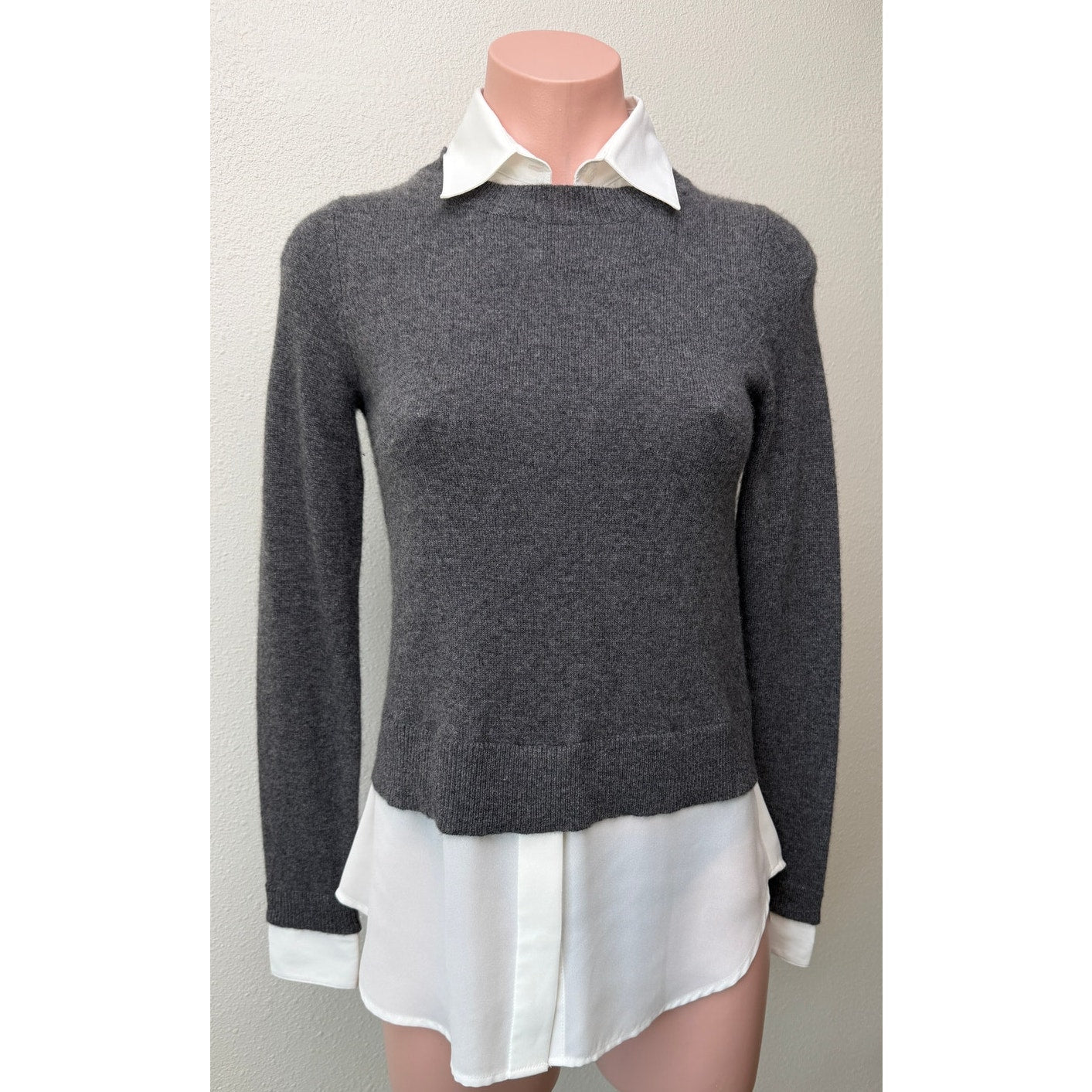 Gray White Layered Sweater Shirt XS
