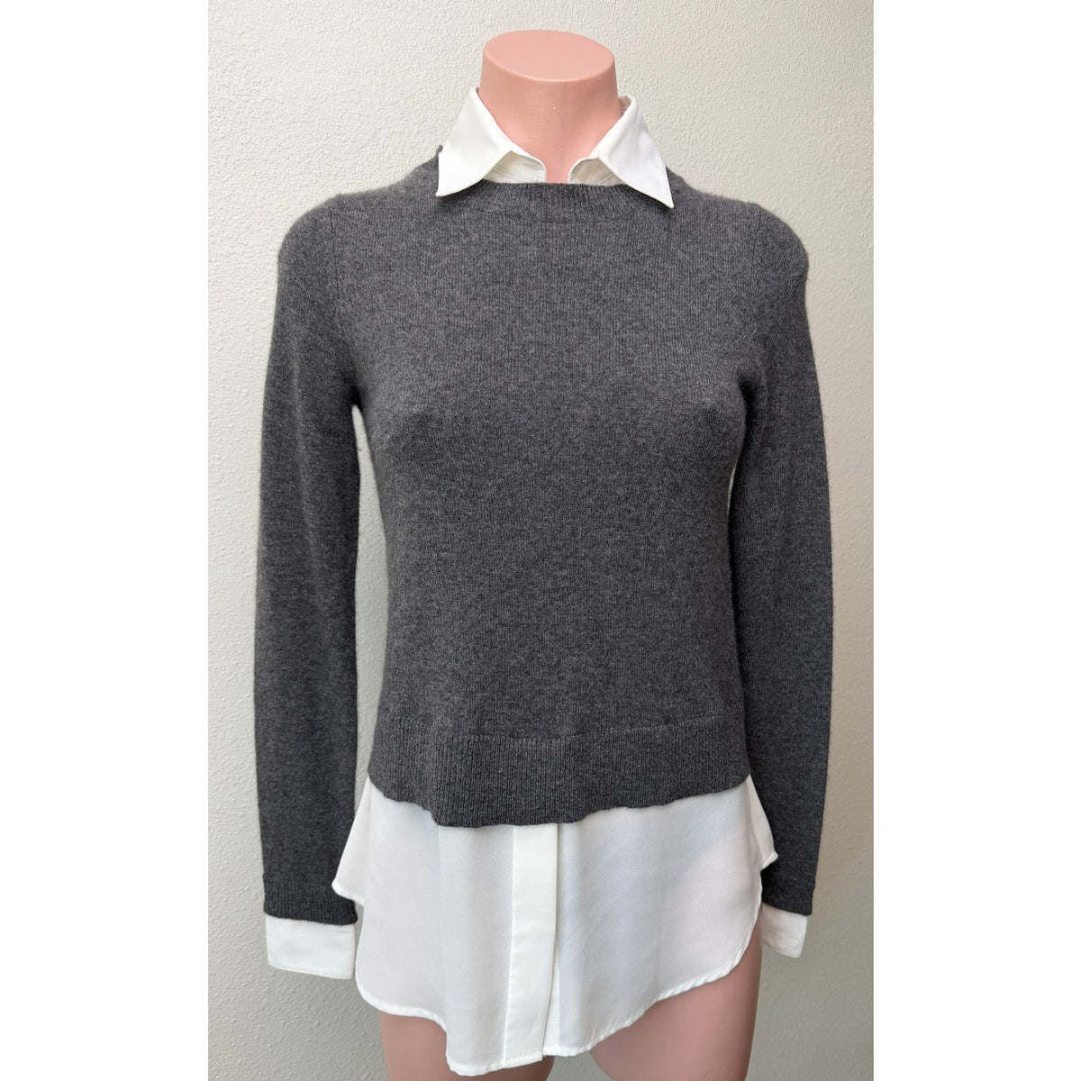 Gray White Layered Sweater Shirt XS