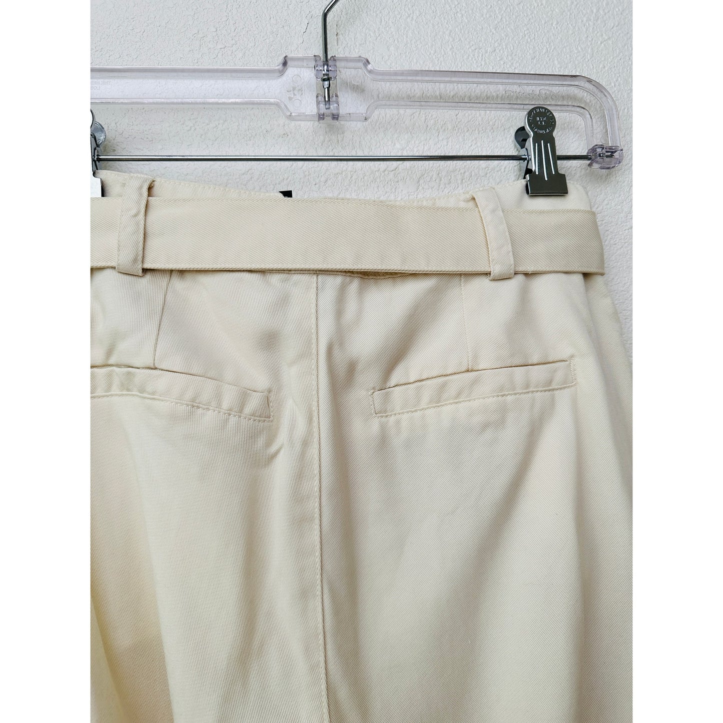 PAIGE Birch Cream Wide Leg Pleated Pants w/ Belt Women US 0