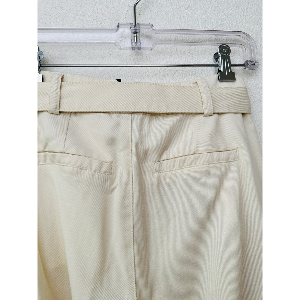 PAIGE Birch Cream Wide Leg Pleated Pants w/ Belt Women US 0