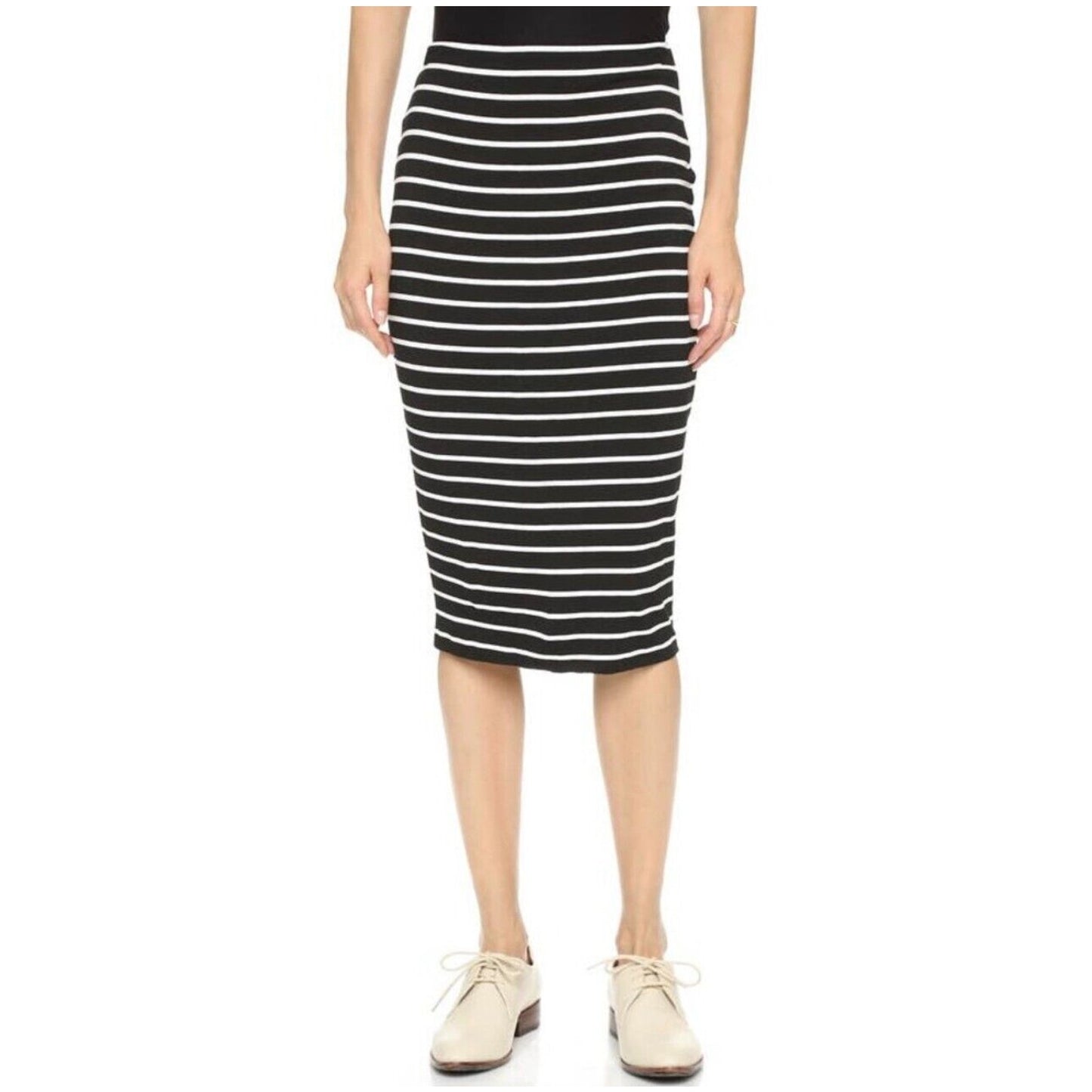 Bailey 44 Gray & White Stripe Bianca Knit Jersey High Waist Below Knee Skirt XS