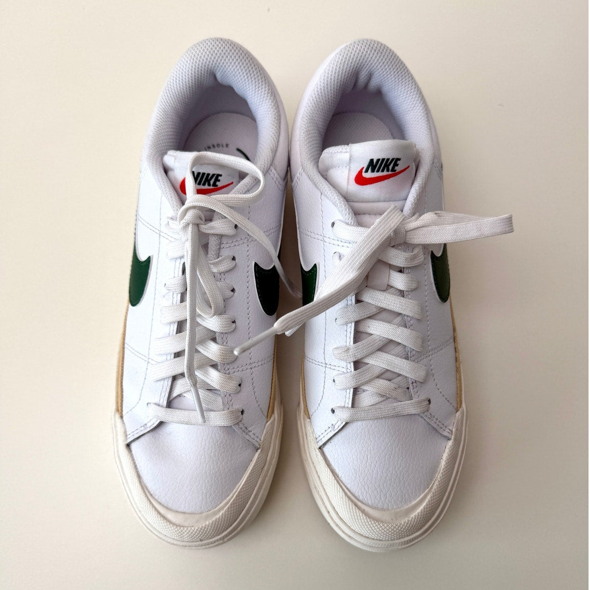 Nike Court Legacy Lift White Green Platform Sneakers Women's Size 8