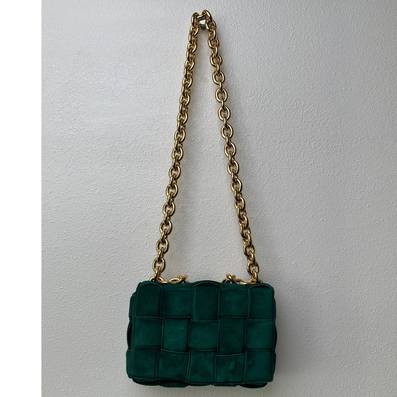 Bottega Veneta Padded Chain Cassette Bag – Green with Gold-Tone Chain
