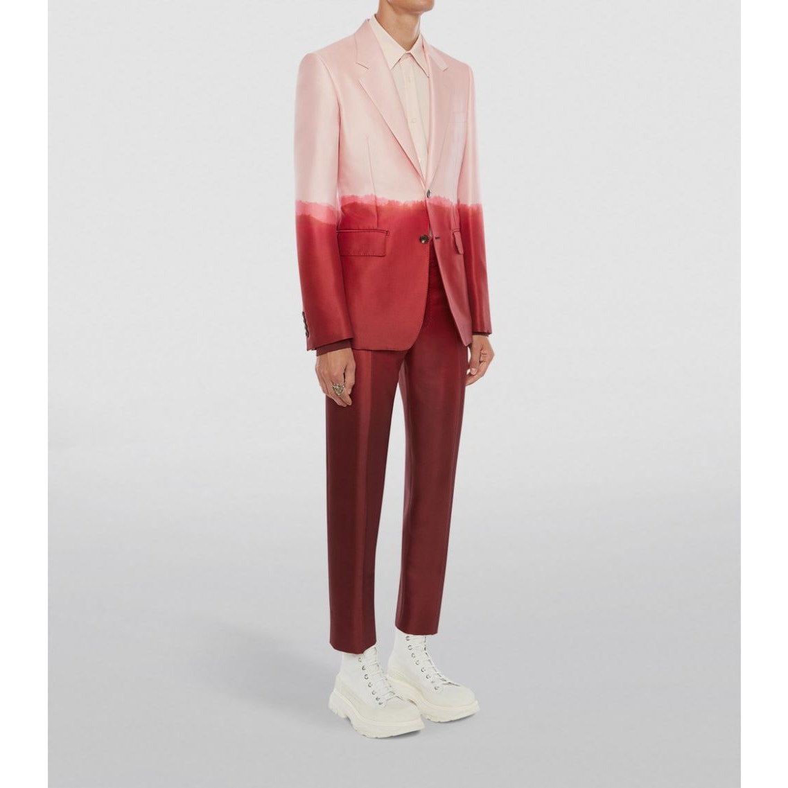 Alexander McQueen Pink Dip Dye 2-Button Silk Wool Blend Blazer Jacket 50