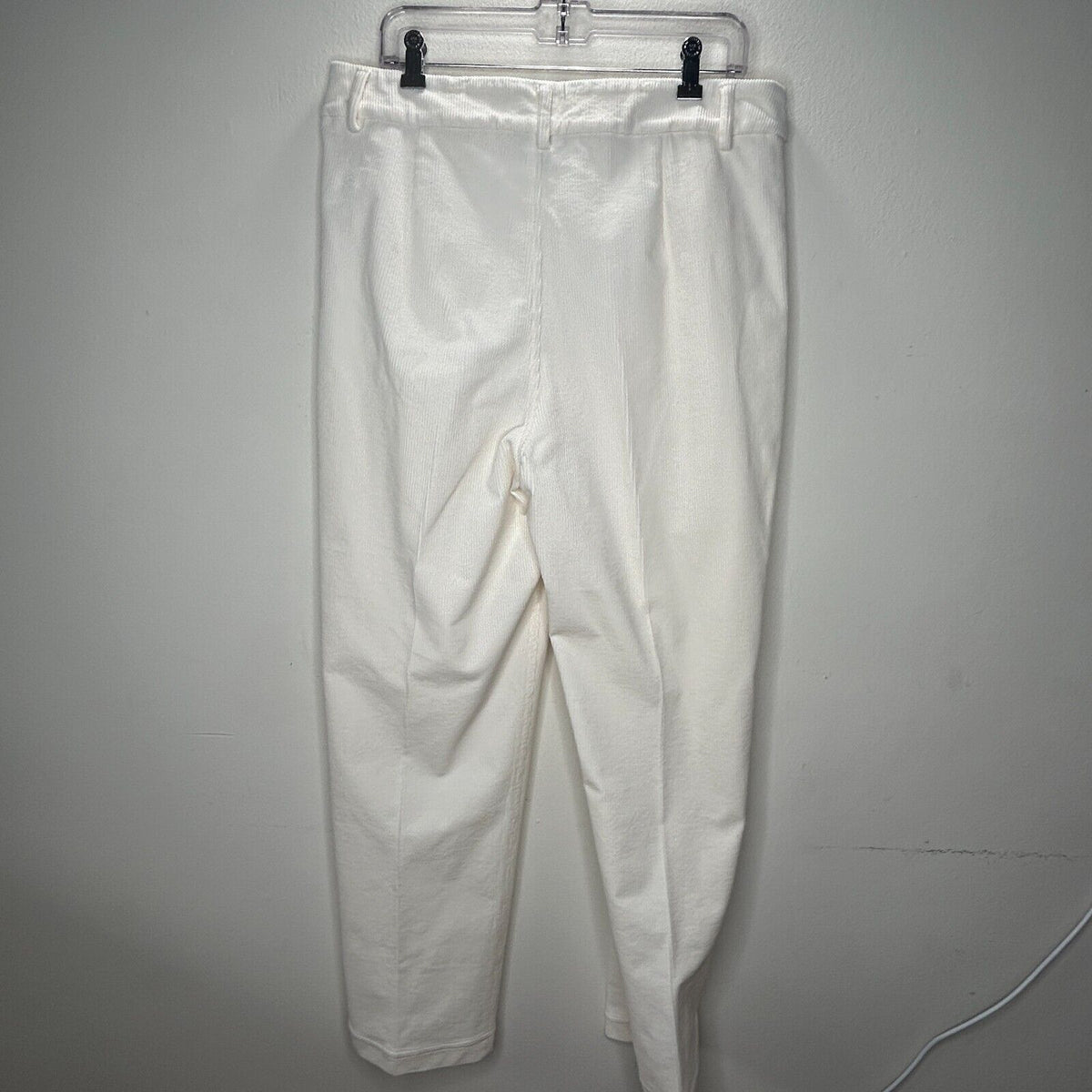Ganni Cream Pleated Front Crease High Waist Corduroy Zip Trouser Pants 42