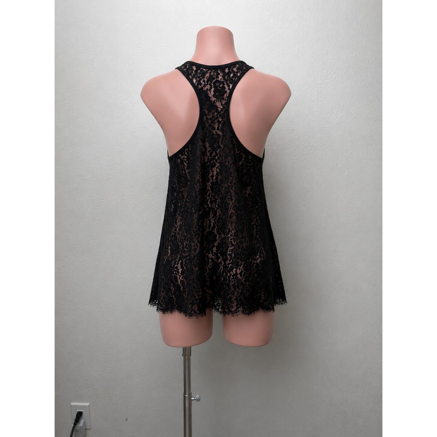 Joie Black Floral Lace Sleeveless Racerback Tank Top M