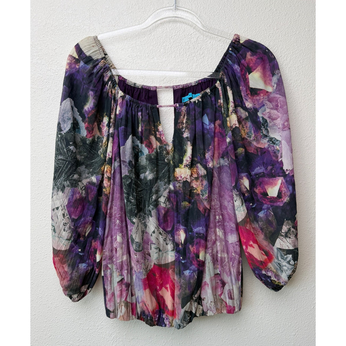 Alice + Olivia Womens Purple Silk Peasant Blouse XS