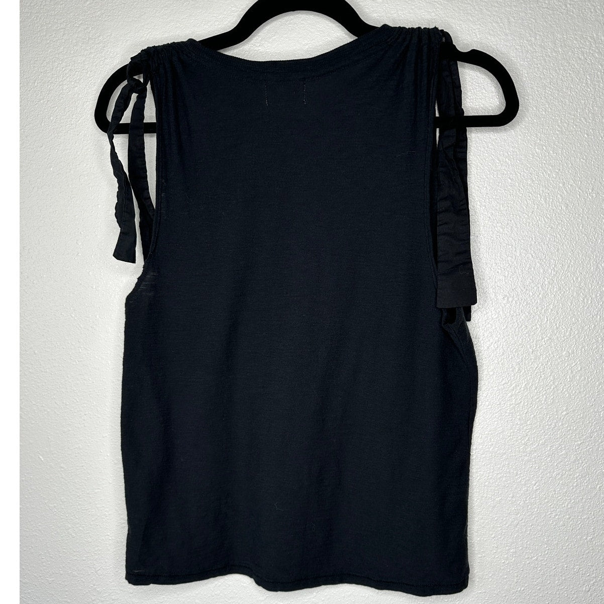 Nation Ltd Black Ruched Shoulder Tie Sleeveless Tank Top S