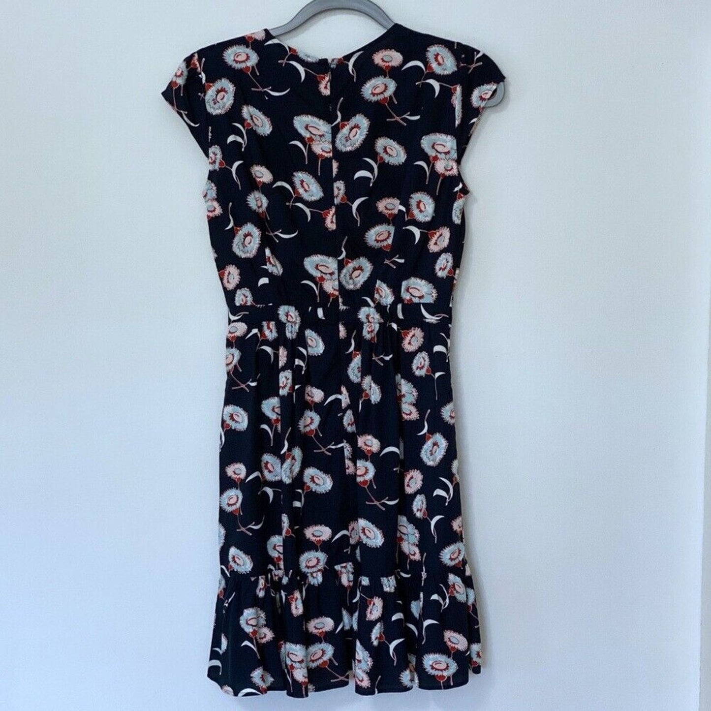 J Crew Mercantile Navy an Rust Faux Wrap Tiered Ruffle Mini Dress Floral Size 00