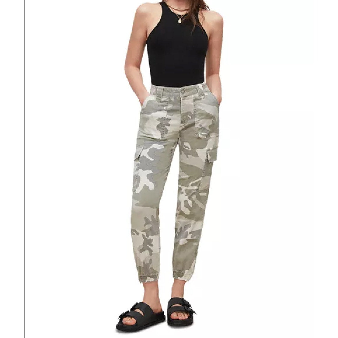 Allsaints Tan & Green Camo Nola Cargo Jogger Zip Ankle Trouser Pant 29