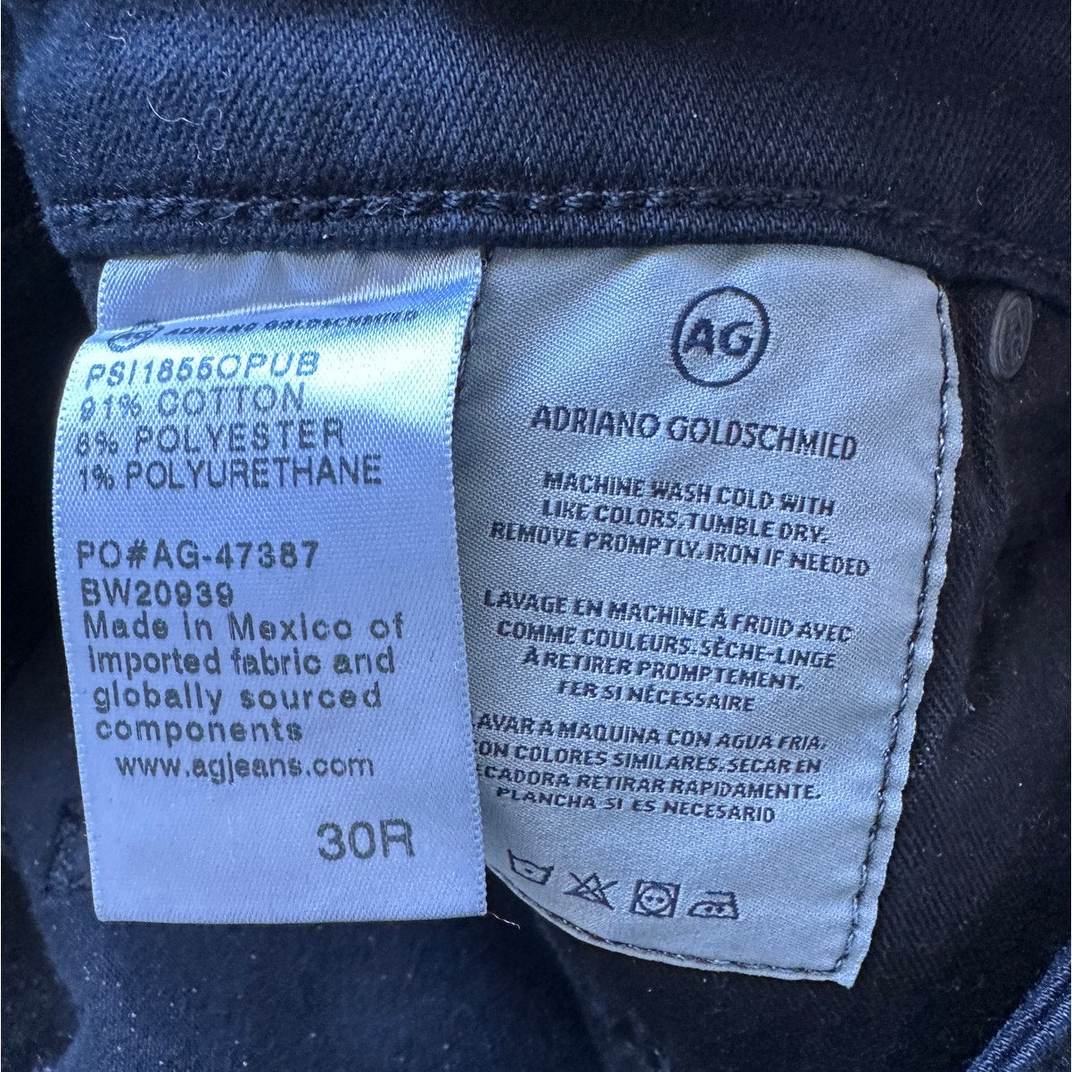 AG Black The Prima Ankle Cigarette Ankle Skinny Jean 30