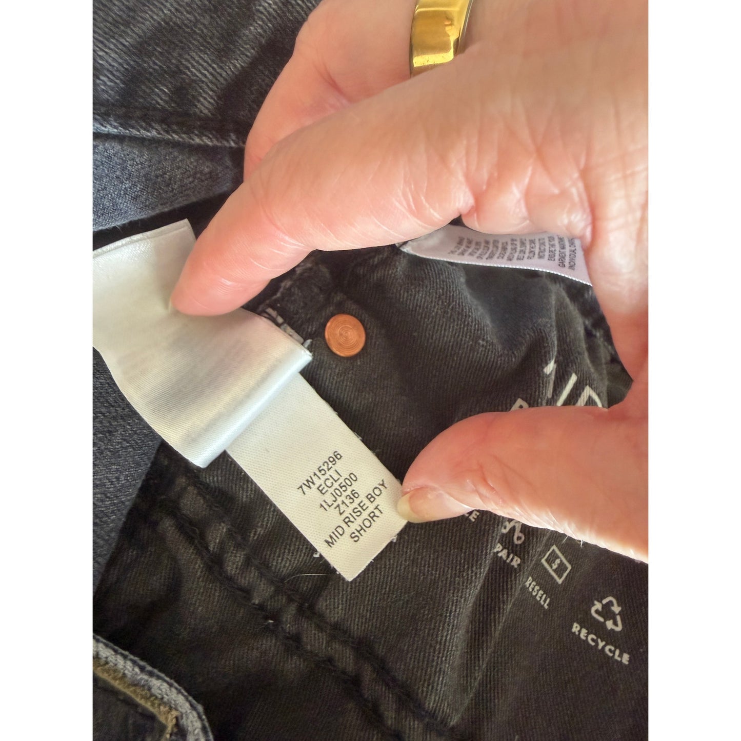 Lucky Brand Black Boy Mid Rise Denim Shorts Womens US 8