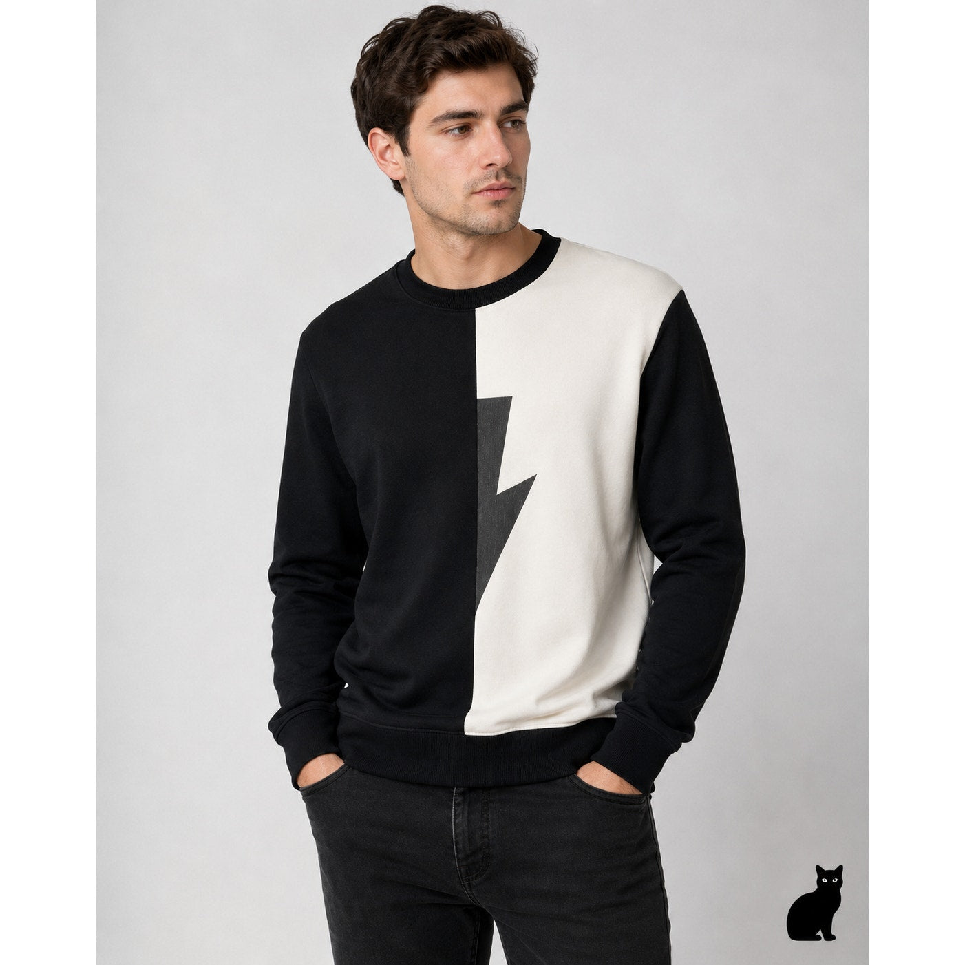 Neil Barrett men’s sweater black/off-white US L lightning bolt