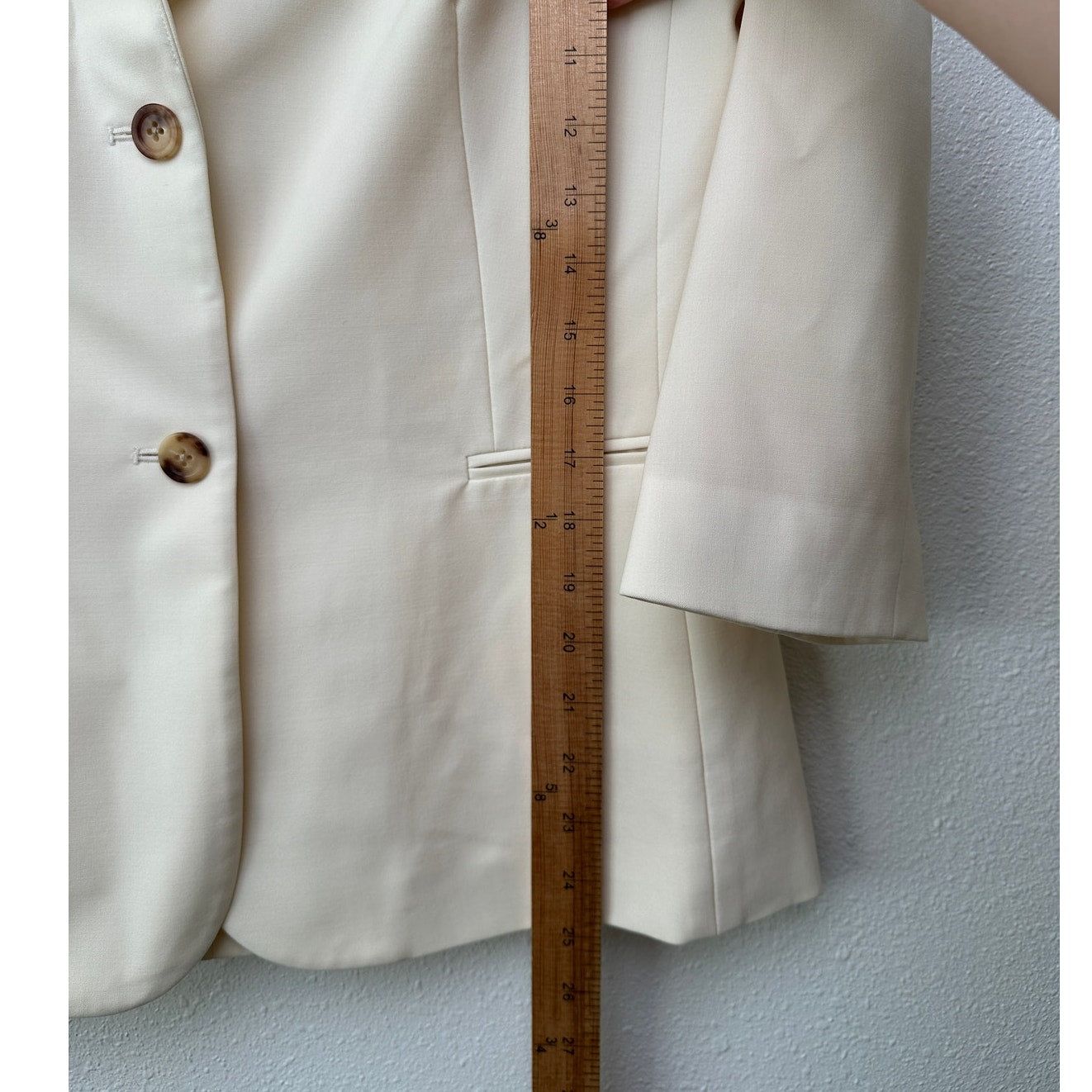 The Row Cream Wool-Silk Two-Button Blazer Jacket Women’s 14
