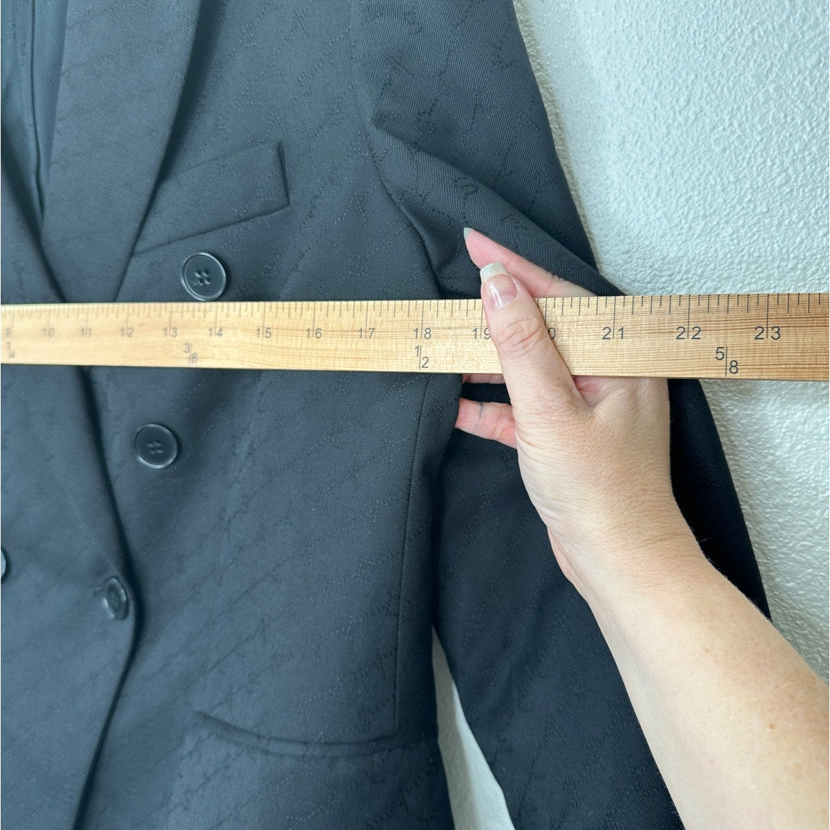 Stella McCartney Black Wool Embossed Double Breasted Button Blazer 46 / L