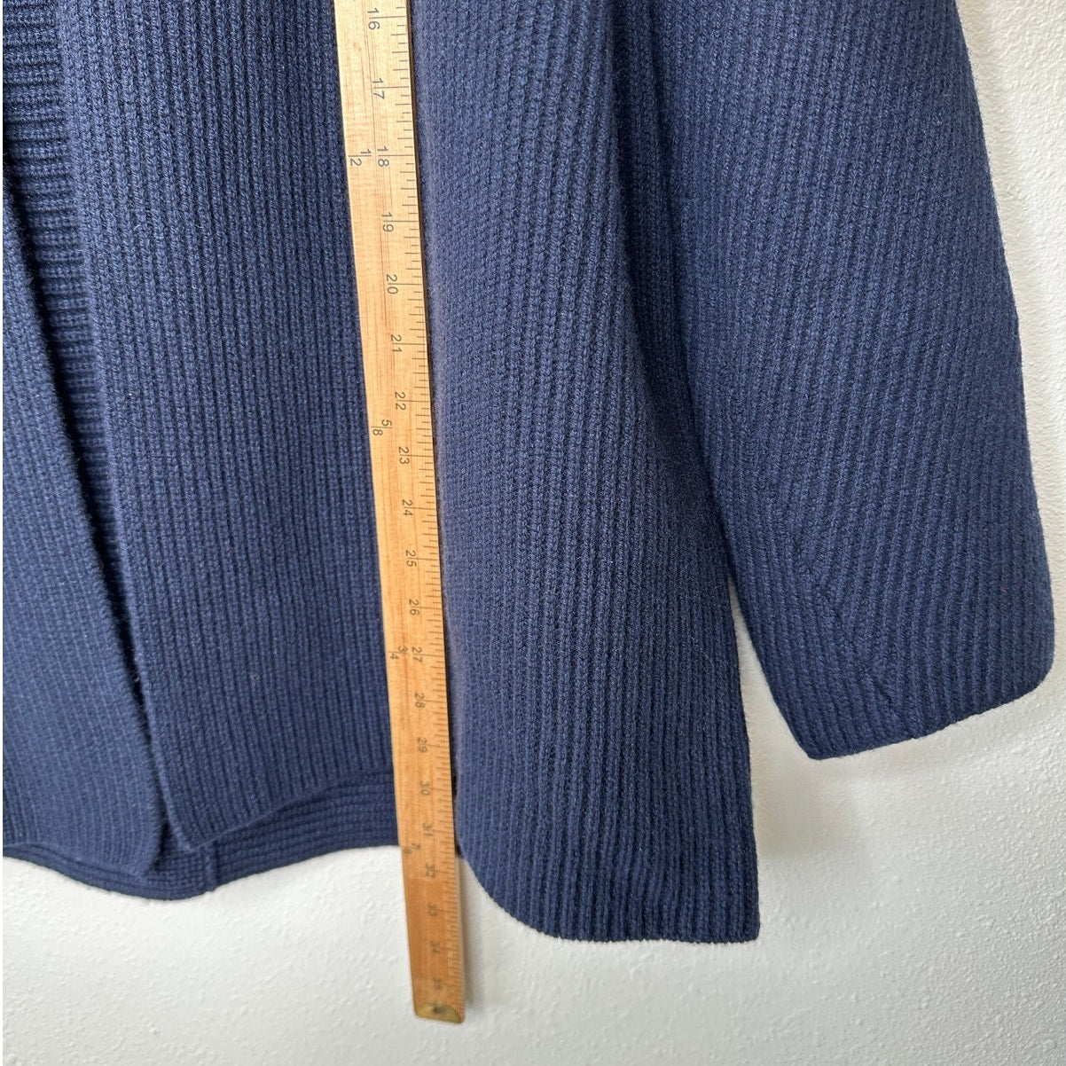 NWT The Row Dark Navy Ardi Chunky Knit Long Line Open Cardigan M