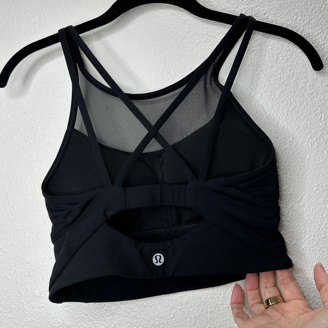 Lululemon Black Clip In High Round Mesh Neck
