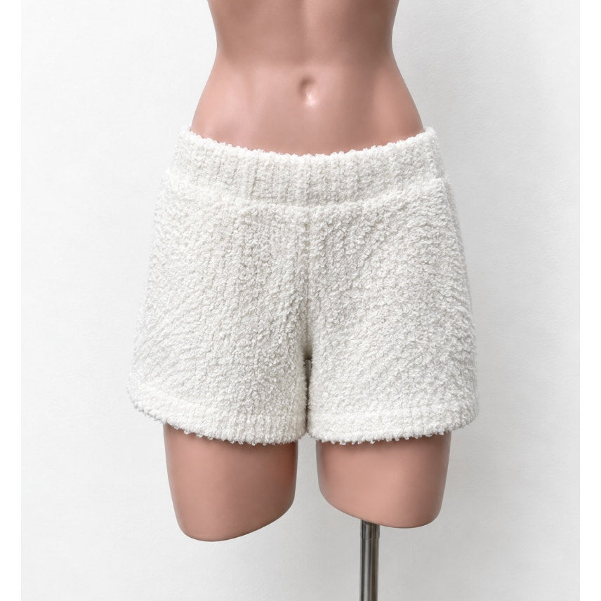 Skims Ivory Cream Cozy Knit Stretch Waist Terrycloth Shorts S / M