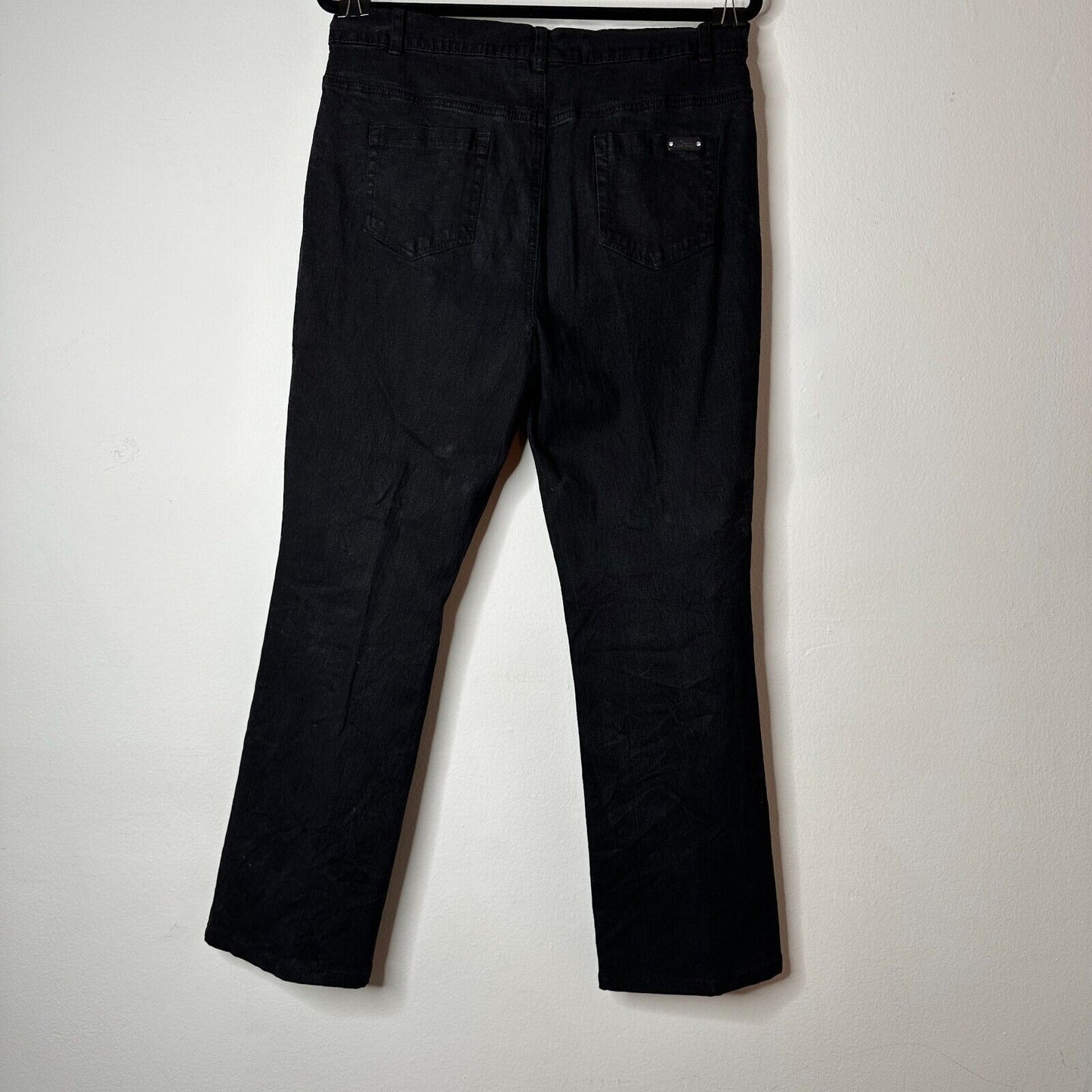 DG2 Diane Gilman Solid Black Mid-Rise Denim Jeans Stretch Straight Leg 10