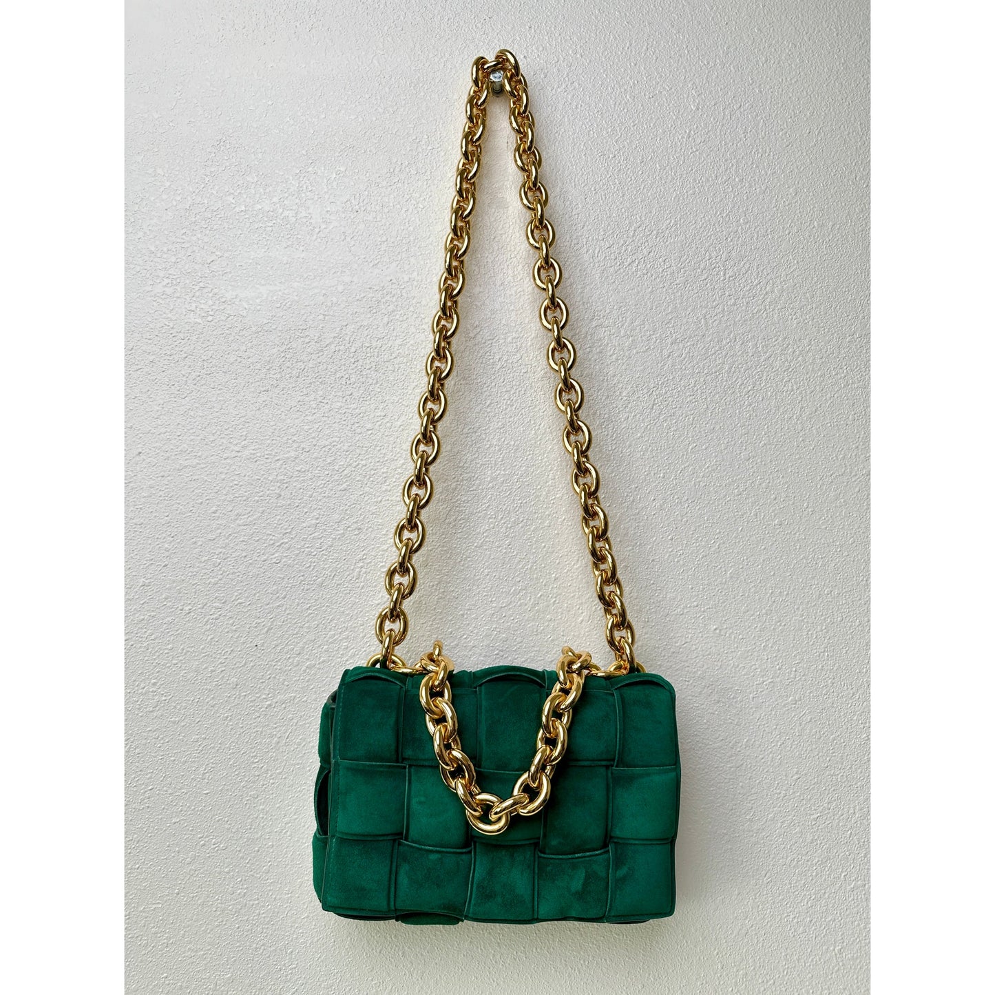 Bottega Veneta Padded Chain Cassette Bag – Green with Gold-Tone Chain