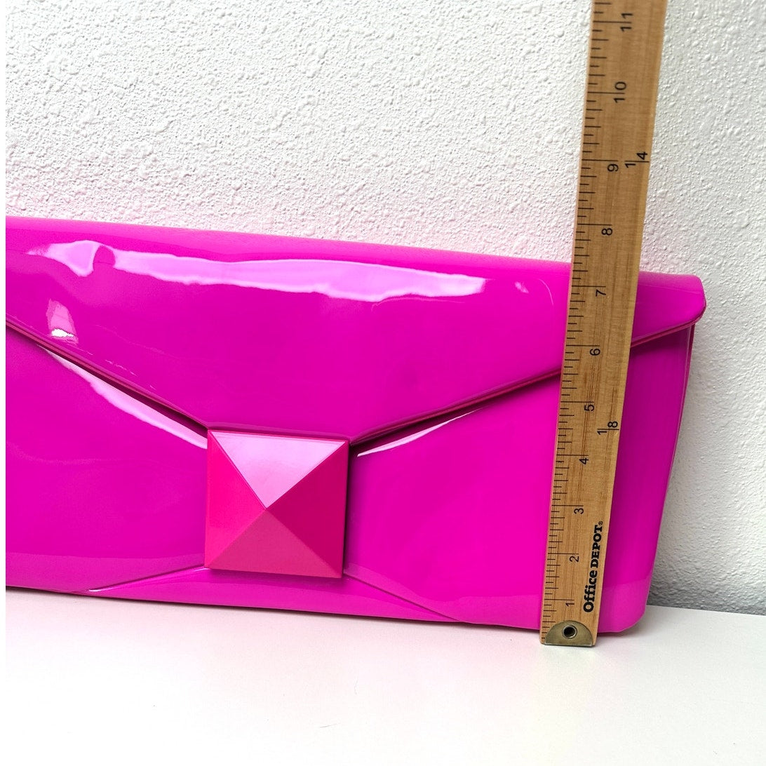 Valentino Hot Pink Patent Leather Large Envelope Clutch